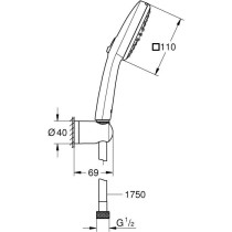 Ensemble de douche avec pommeau 2 jets, support et flexible - GROHE Vitalio Comfort 110 263992431 - Sélection facile -Economie