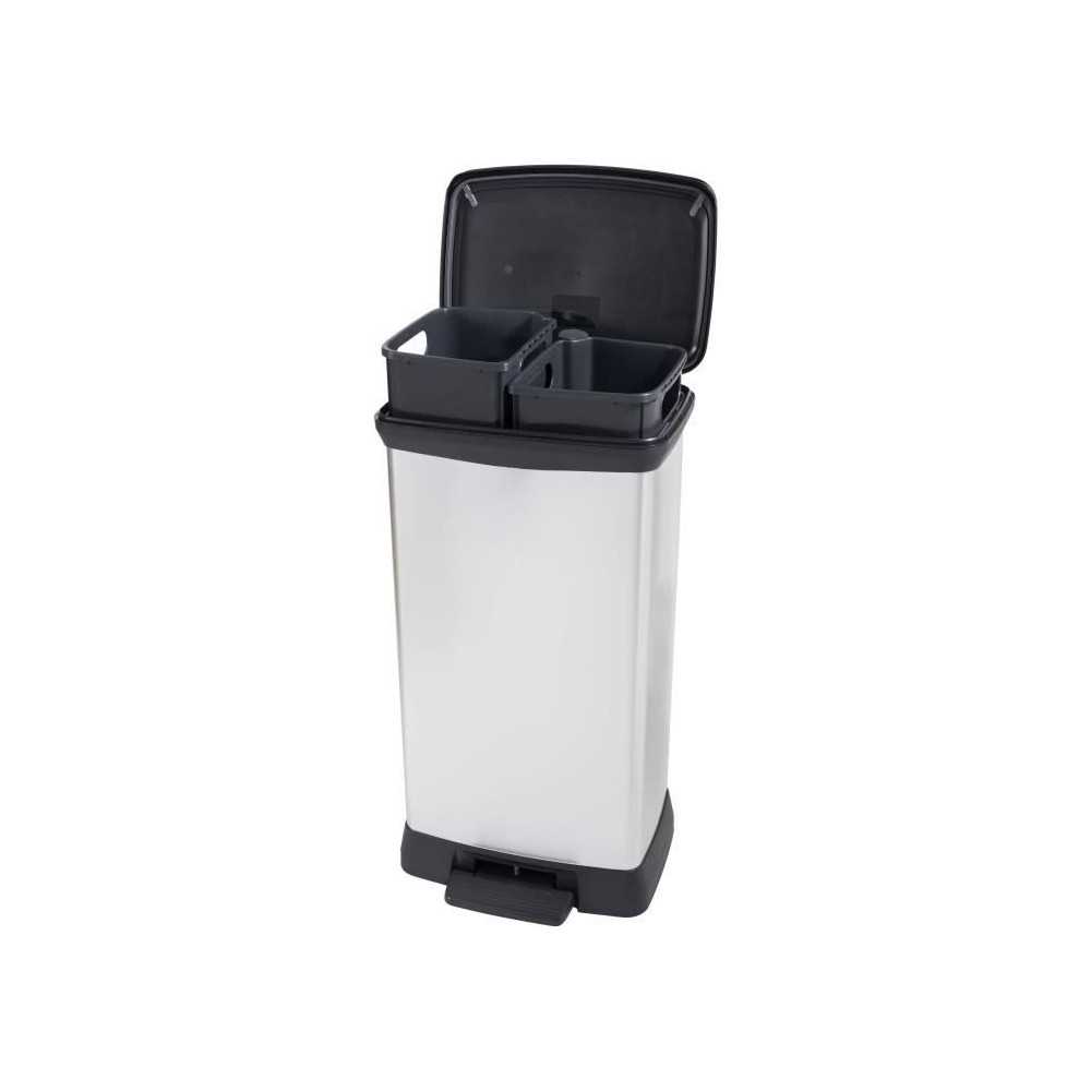 Poubelle Duo Rectangle - DECO BIN - CURVER - 46L (23+23L) - Double com