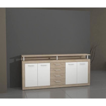 CAVA Buffet bas contemporain décor chene et blanc - L 197 cm