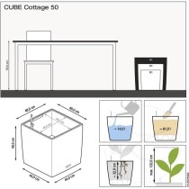 Jardiniere LECHUZA CUBE Cottage 50 - Granite - Arrosage automatique - 61L - Design en osier