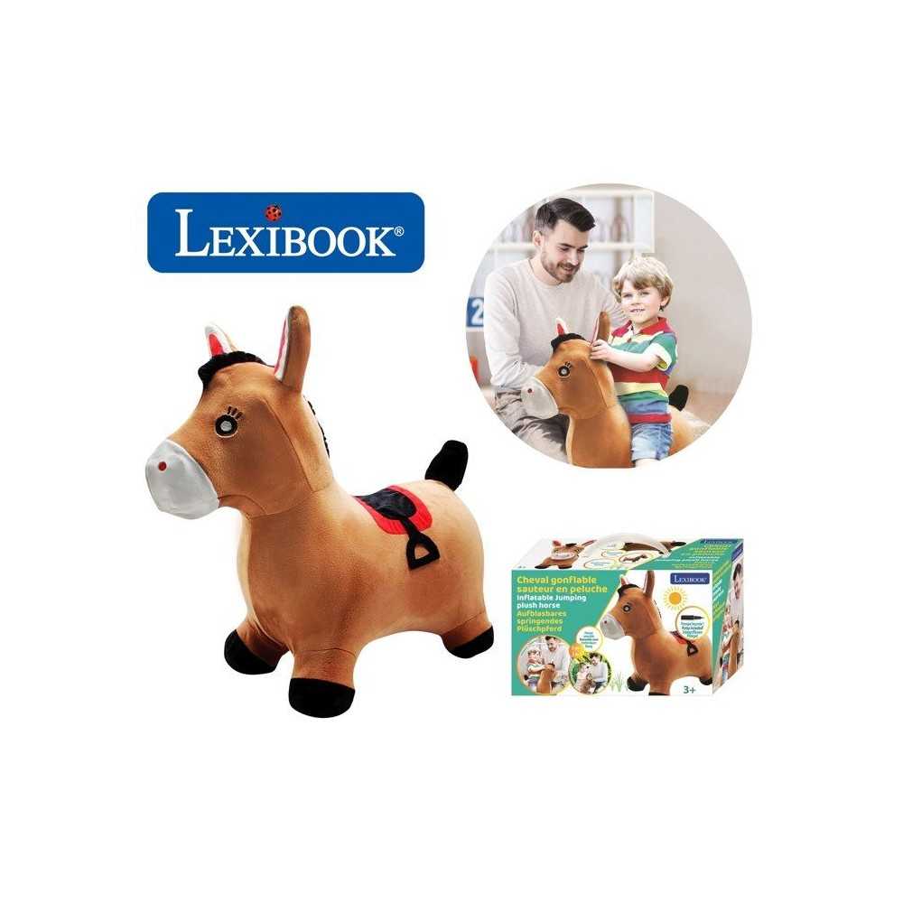 Porteur - LEXIBOOK - Cheval Sauteur Gonflable en Peluche - Design 2-en-1 - Housse amovible - Pour Enfant