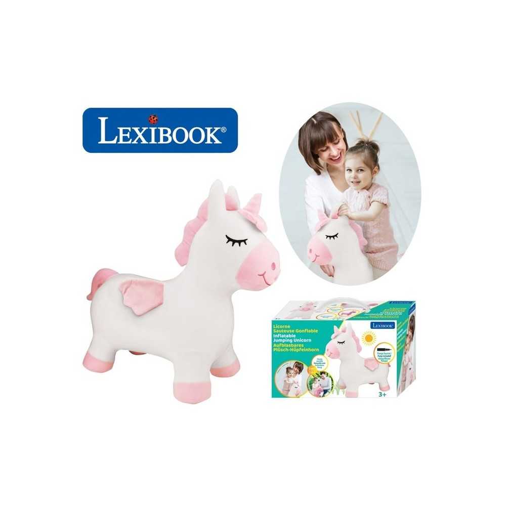 Porteur - LEXIBOOK - Licorne Sauteuse Gonflable en Peluche - Housse Amovible - Pour Enfant a partir de 3 ans