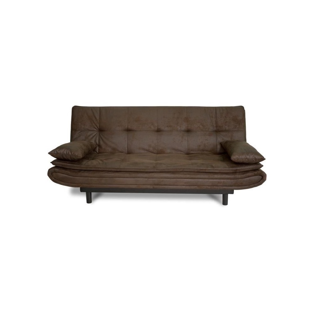 Banquette clic-clac DARIUS - Tissu Marron - L 194 x P 121 x H 83 cm -