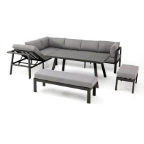 Ensemble repas de jardin ANTALYA 9 places en aluminium - GRIS ANTHRACI