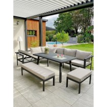 Ensemble repas de jardin ANTALYA 9 places en aluminium - GRIS ANTHRACI