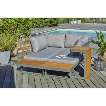 Salon de jardin modulable - Kaki - Bois d'acacia et aluminium - DCB GA