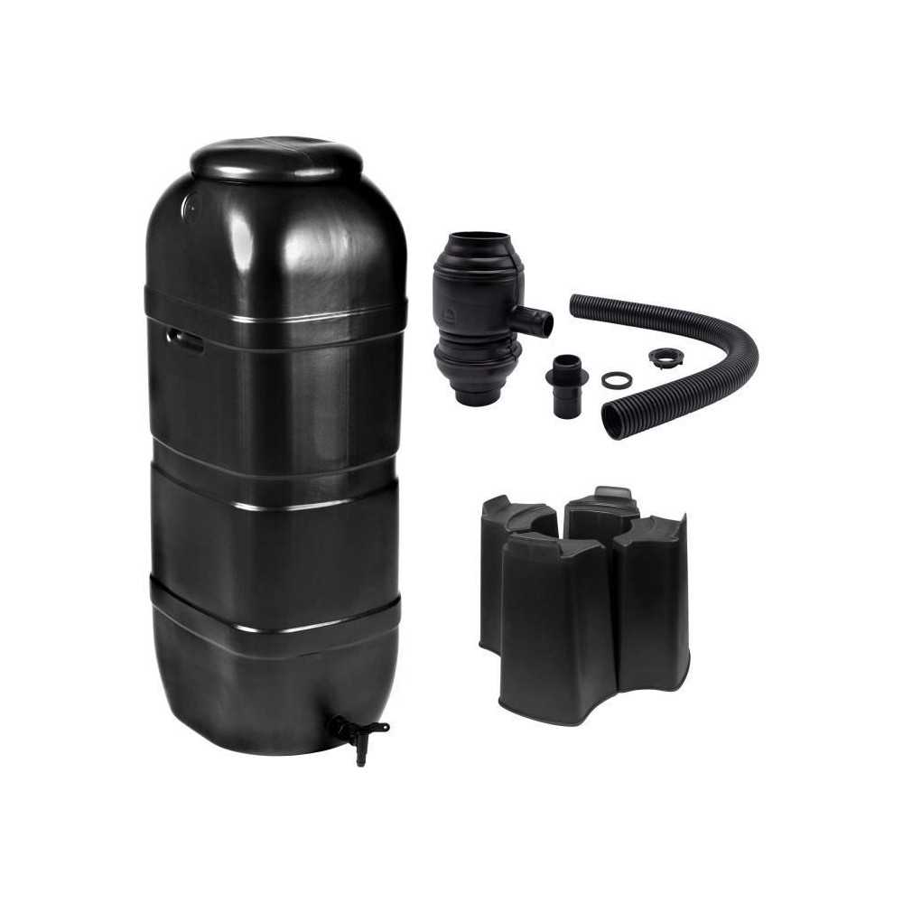 NATURE Récupérateur d'eau kit - 100 litres - Forme colonne - Traité anti-UV - Fabriqué en Europe - Noir