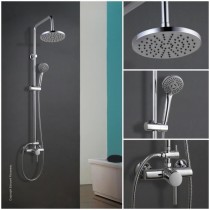 Colonne de douche ROUSSEAU Timaru avec mitigeur mécanique chrome - Tete de douche orientable, douchette 3 jets