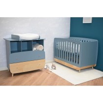 Ensemble lit bébé 60 x 120, commode 2 tiroirs + 3 niches et 1 plan a