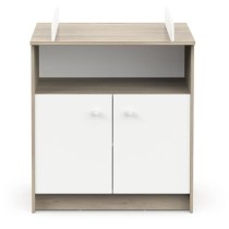 Commode a langer 2 portes, 1 niche - HELICIA - Blanc mat & Chene kronb