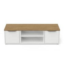 Banc TV ACCESS - 2 Portes + 1 Niche - Décor chene Hamilton et blanc -