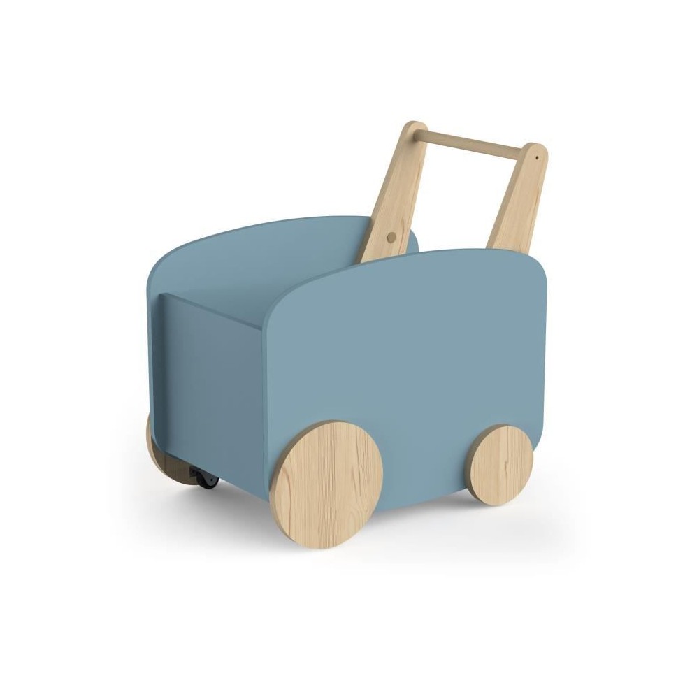 Chariot de rangement a roulettes - FIRMIANA - Style scandinave - Bleu