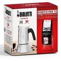 Cafetiere italienne + 1 Café Perfetto Moka Classico - BIALETTI - VENUS - 6 tasses - 0,30 L - Paquet de 250 g - Argent