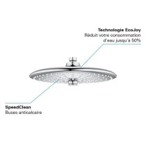 GROHE - Douche de tete Vitalio Joy 260 - 3 jets - chromé - raccords filetés 1/2 - économie d'eau