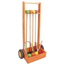 Jeu de croquet en bois pour enfants - JEUJURA - 4 joueurs - Chariot en bois