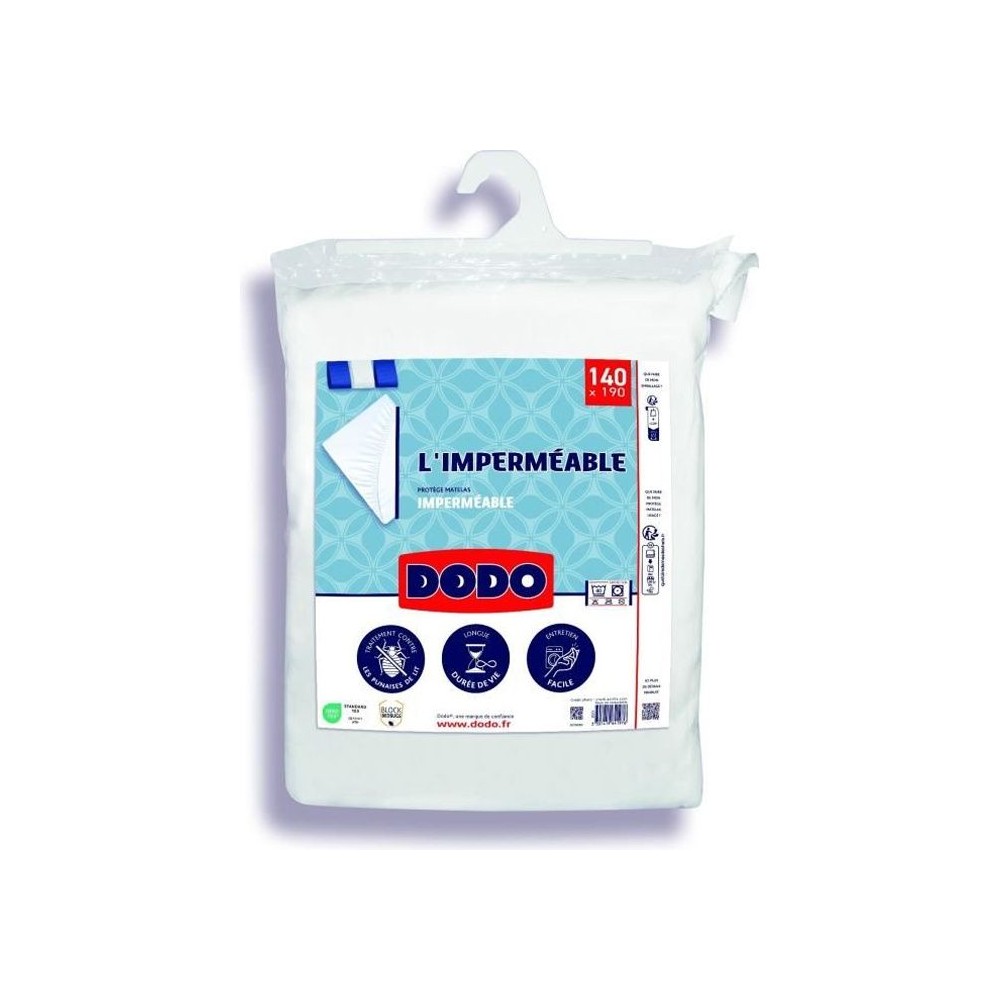 Protege matelas imperméable - 140x190 cm - Coton/Polyester - Anti pun