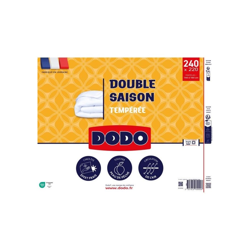 DODO - Couette double saisons - 220 x 240 cm - 300 g/m² - Volupt'air