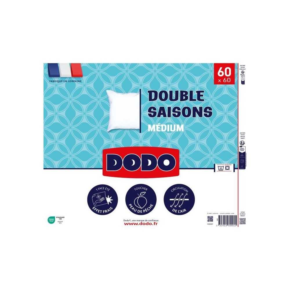 DODO - Oreiller double saisons - 60 x 60 cm - 100% Polyester VOLUPT'AI