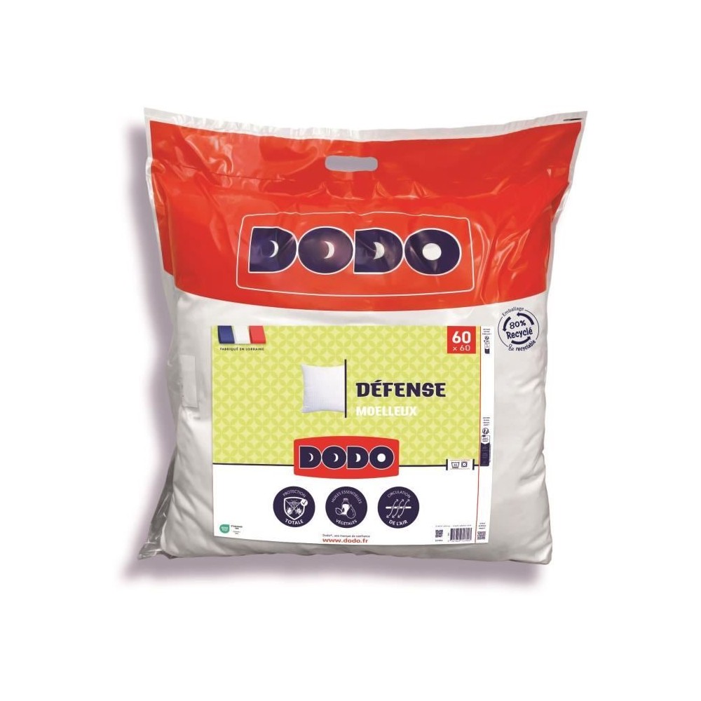 DODO - Oreiller DEFENSE - 60 x 60 cm - 100% Polyester VOLUPT'AIR - Bla