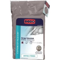 DRAP HOUSSE DODO - ANTIBACTERIENS - TAUPE - 90X190 cm - Bonnet 32 cm