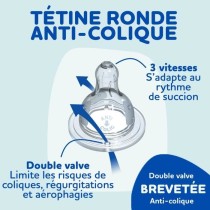 Lot de 3 Biberons DODIE Anti-Colique Initiation+ - Verre - 270ml - 0-6