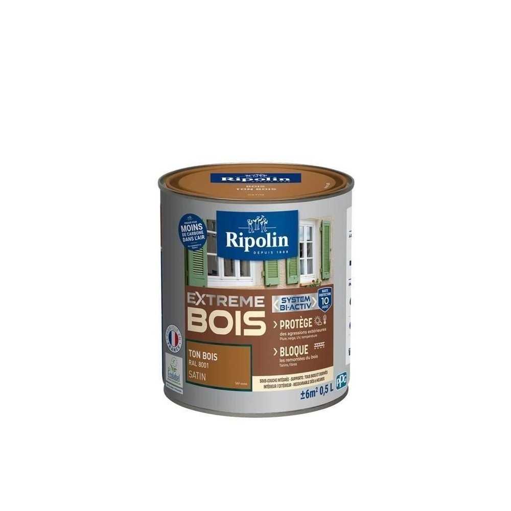 RIPOLIN Peinture Bois Satin Haute Protection 10 ans qui Protege et Magnifie vos Bois - Ton bois