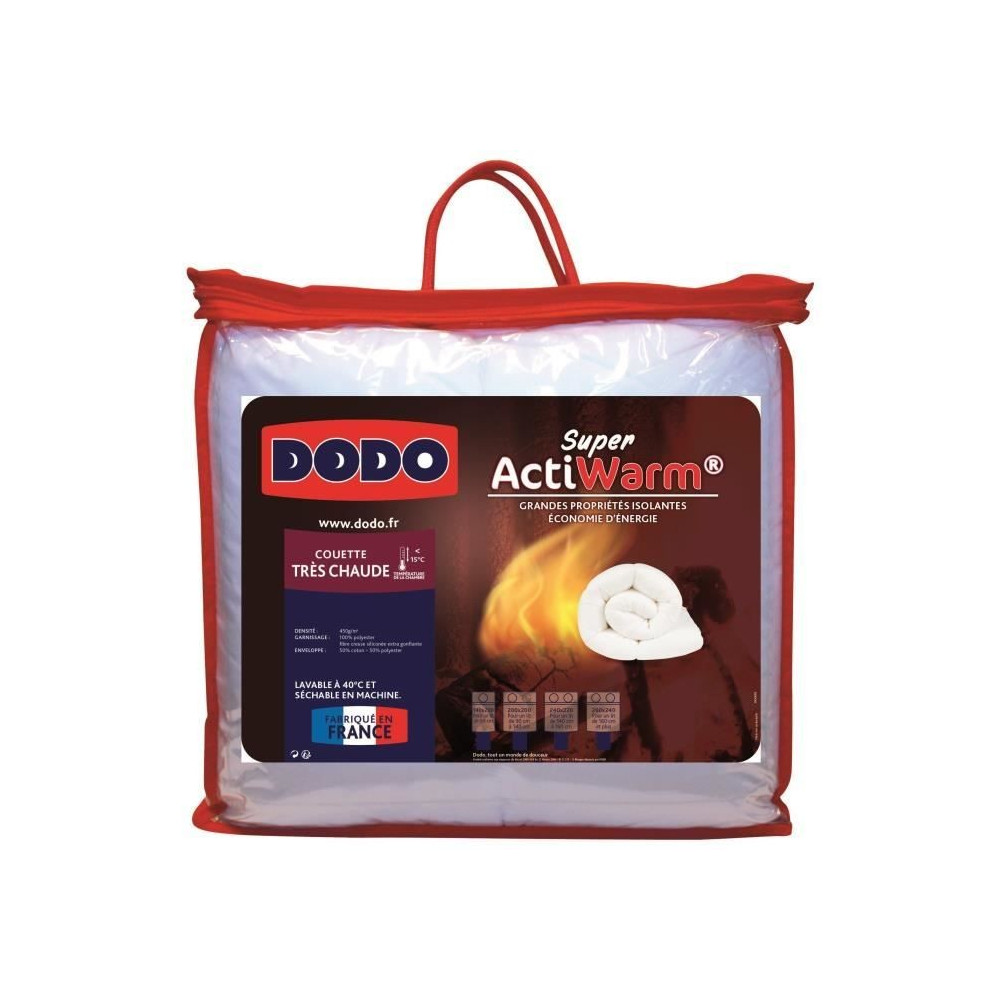 DODO Couette tres chaude 450g/m² SUPER ACTIWARM 200x200 cm blanc