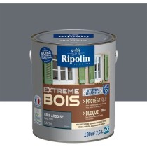 Peinture pour Bois -Intérieur/Extérieur - RIPOLIN - Ultra-couvrante - Résiste aux Intempéries, UV,Chocs -Satin - Gris Ardois