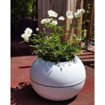 Bac a fleurs rond RIVIERA GRANIT BOULE - Plastique - Diametre 40 cm - Blanc