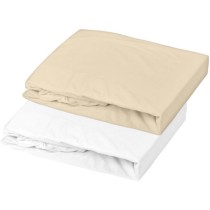 Lot de 2 draps housse Jersey oeko-Tex pour lit enfant - Blanc/Cailloux