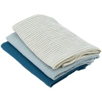 Lot de 3 langes Bambou - DOMIVA - 1 Imprimé + 2 Uni - Bleu indigo - 6