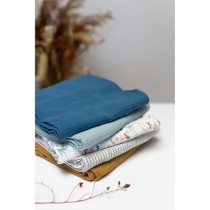 Lot de 3 langes Bambou - DOMIVA - 1 Imprimé + 2 Uni - Bleu indigo - 6