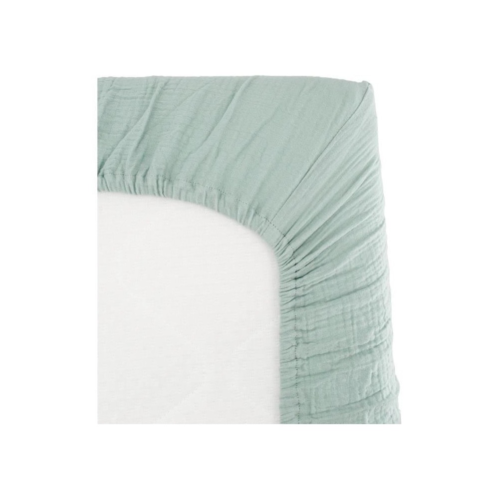 Drap housse lange - DOMIVA - 70x140 cm - Celadon - Gaze de coton