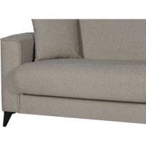 Canapé convertible 3 places - BERGAMO - Tissu beige - 2 coussins - coffre de rangement - 230 x 85 x 89 cm