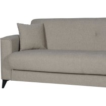 Canapé convertible 3 places - BERGAMO - Tissu beige - 2 coussins - coffre de rangement - 230 x 85 x 89 cm