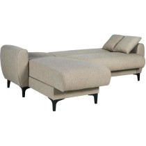 Canapé d'angle convertible réversible - 3 / 4 personnes - BILBAO - Coffre - 3 coussins - Tissu beige - 229 x 81 / 154 x 84 cm