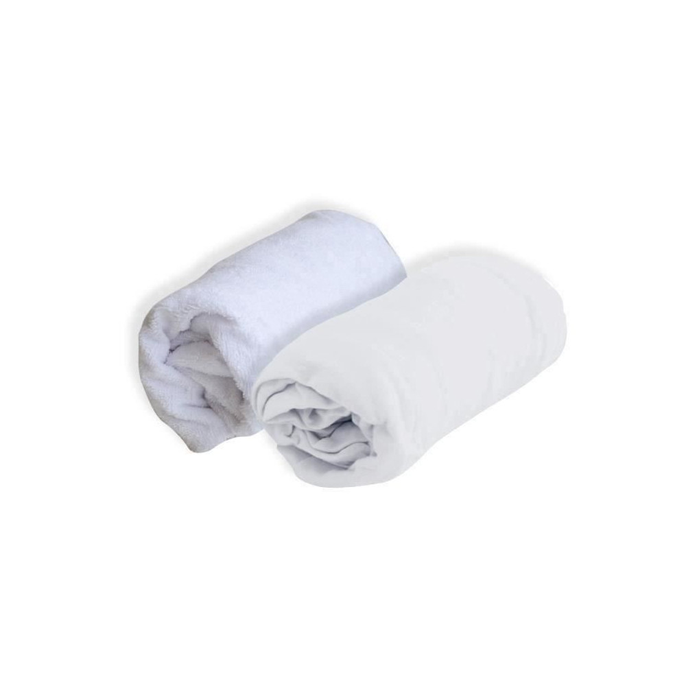 Set de Alese et Drap Housse Blanc 60x120 cm - Domiva - Polyuréthane -