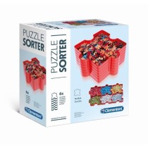 Boîte de tri pour puzzle - Clementoni - Multicolore - 6 compartiments de rangement en forme de piece de puzzle