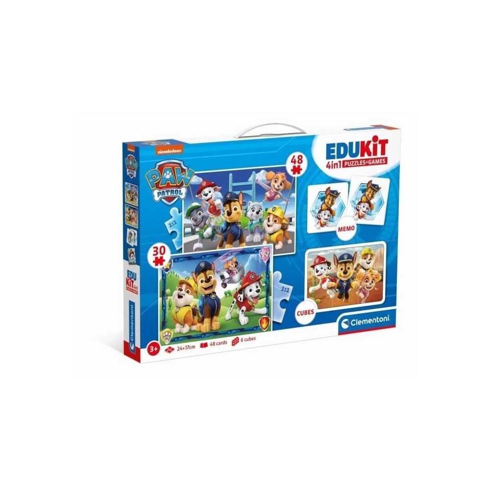 Clementoni - Edukit - Pat'Patrouille - Coffret d'activités préscolaire 4 en 1 - Puzzles, Cubes et Mémo - Fabriqué en Italie