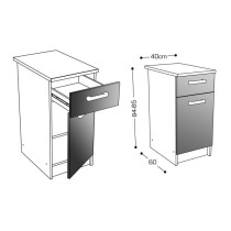 START Meuble bas de cuisine L 40 cm - Blanc brillant