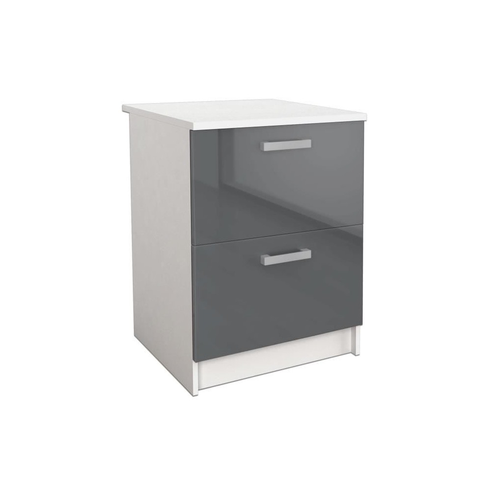 START Meuble bas de cuisine L 60 cm avec plan de travail inclus - Gris