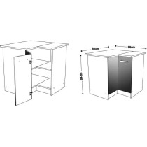 START Meuble de cuisine bas d'angle avec plan de travail L 88 x P 88 c