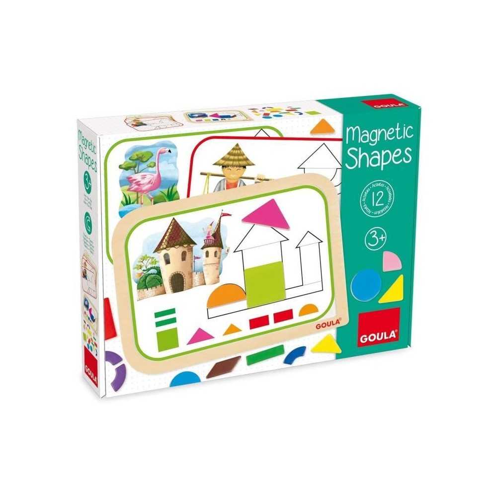 Jeu éducatif - GOULA - Coffret formes magnétiques - 12 activités avec 24 pieces en bois