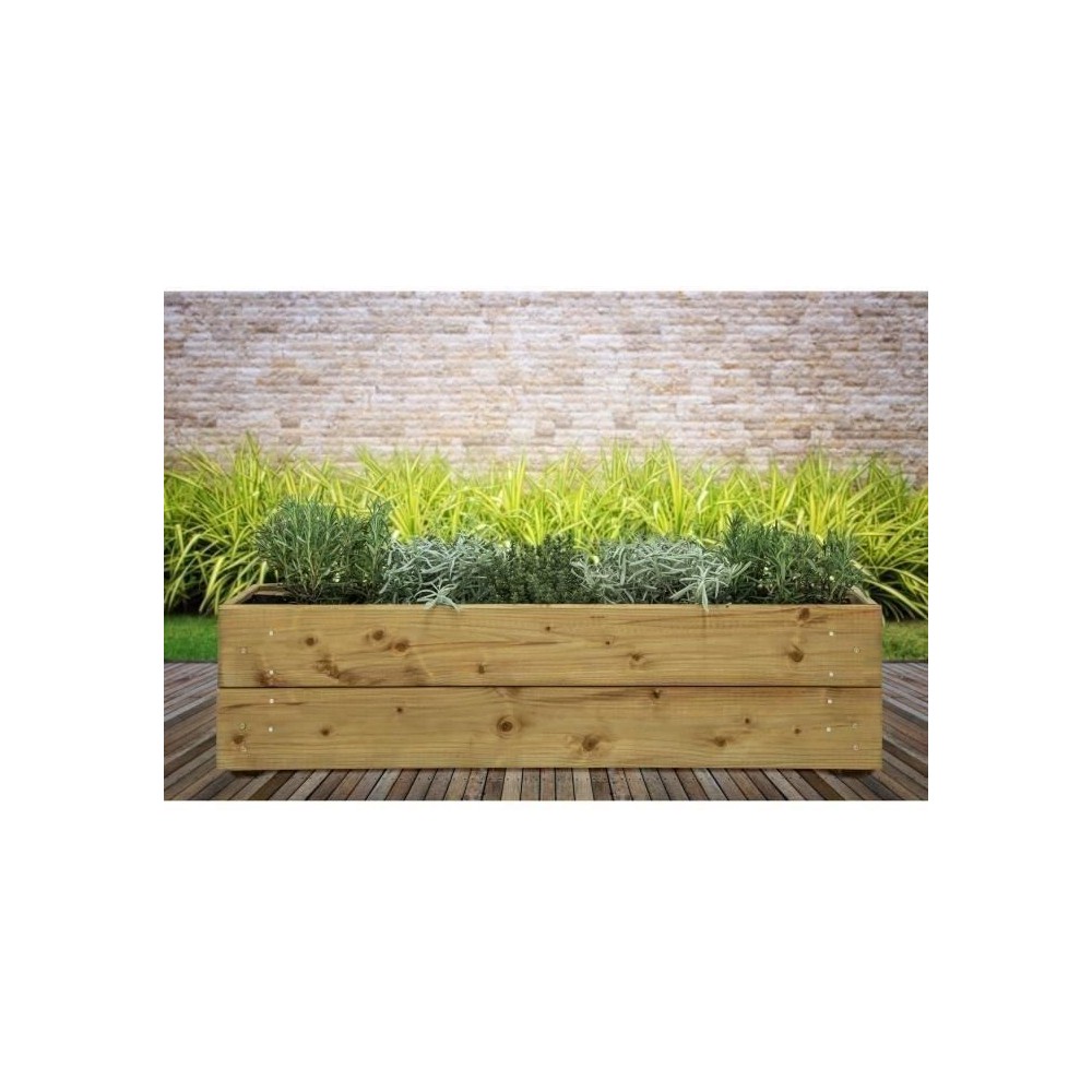 Jardinieres a fleurs EKJU - 75x18xh20 cm - Traitées en autoclave brun