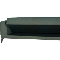 Canapé convertible 3 places - HENRY - Tissu vert foncé - 3 coussins - coffre de rangement - 234 x 85 x 84 cm