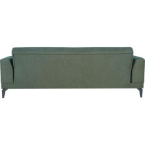 Canapé convertible 3 places - HENRY - Tissu vert foncé - 3 coussins - coffre de rangement - 234 x 85 x 84 cm