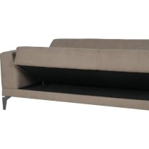 Canapé convertible 3 places - HENRY - Tissu marron - 3 coussins - coffre de rangement - 234 x 85 x 84 cm