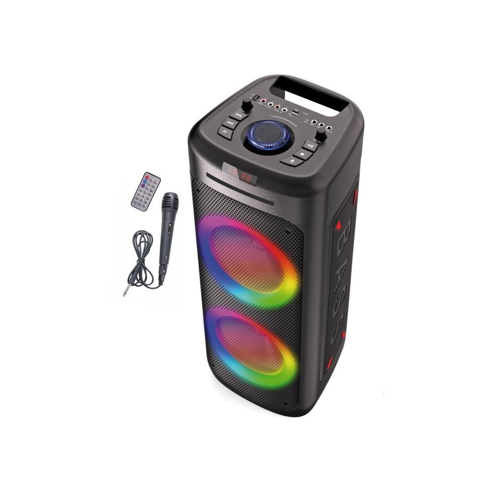 Enceinte bluetooth karaoké - INOVALLEY - MS06CD - 1000W - Bluetooth 5.0 - Lecteur CD - RGB - Radio FM - USB 2.0 - micro SD - Ka