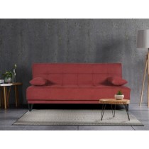 Banquette convertible 3 places - LIMRA - Tissu rouge - 2 coussins - Coffre de rangement - 190 x 87 x 87 cm