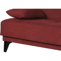 Banquette convertible 3 places - LIMRA - Tissu rouge - 2 coussins - Coffre de rangement - 190 x 87 x 87 cm